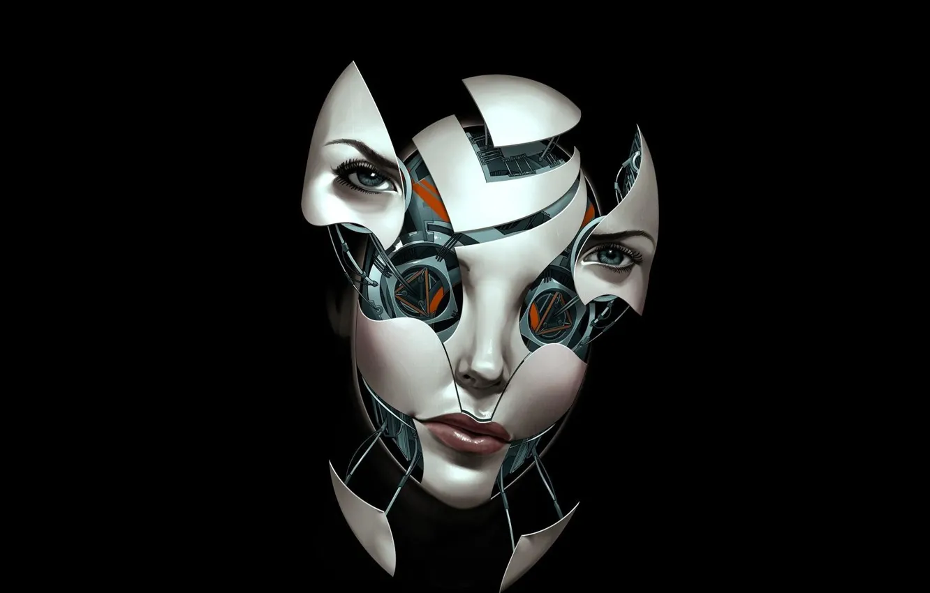 Photo wallpaper face, robot, mask, cyborg