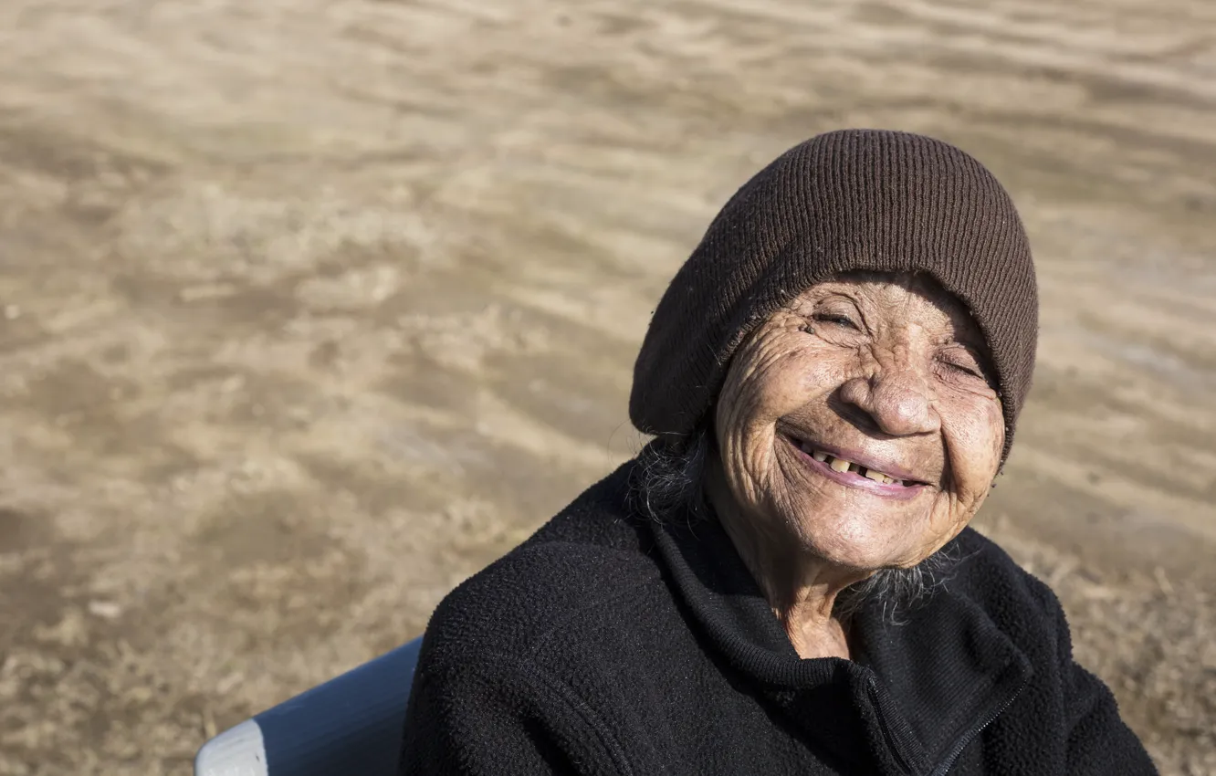 Photo wallpaper smile, portrait, the old woman