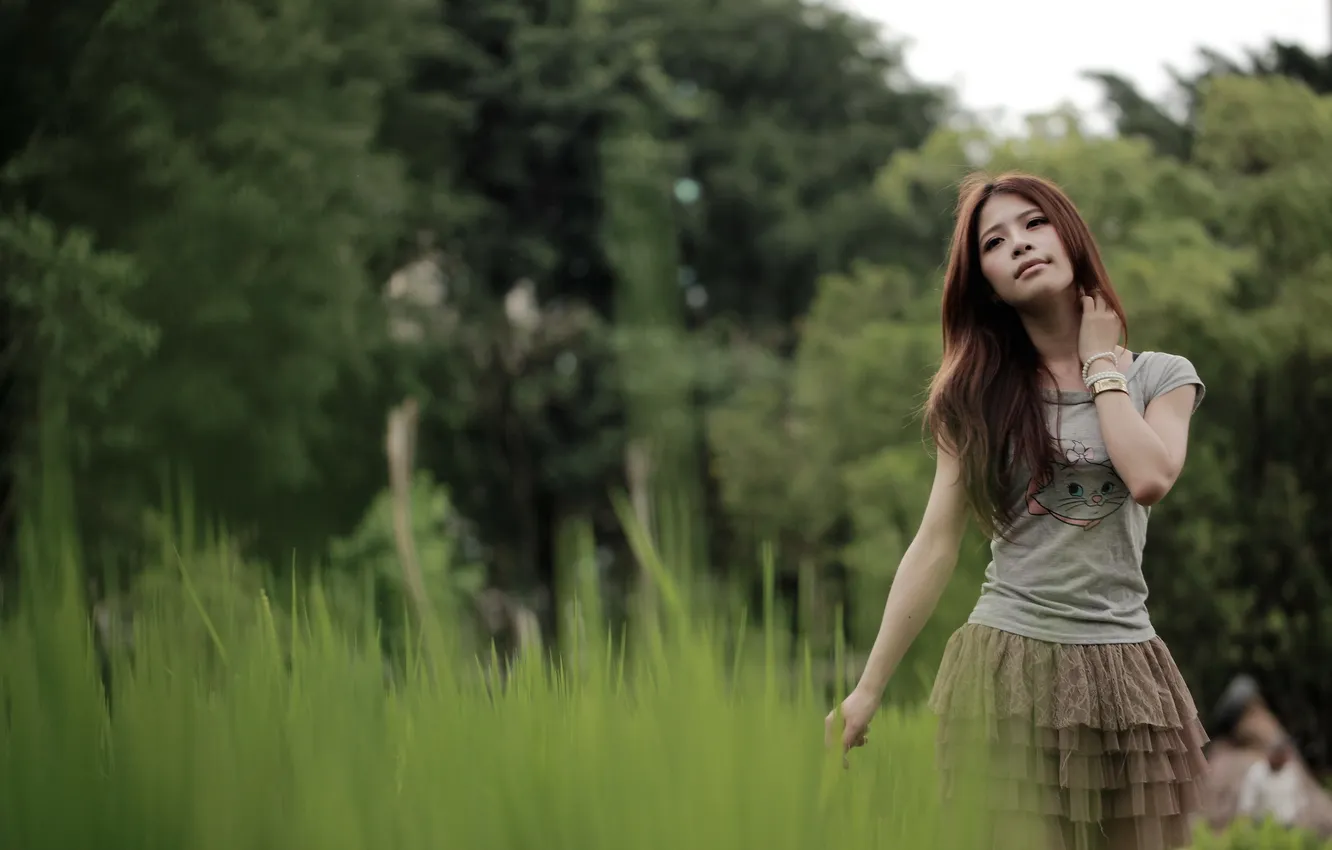 Photo wallpaper girl, nature, mood, Asian