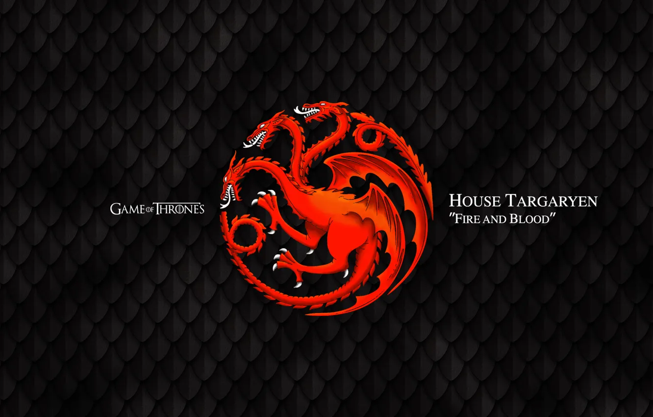 Photo wallpaper dragon, Game of Thrones, fire and blood, House Targaryen, red dragons