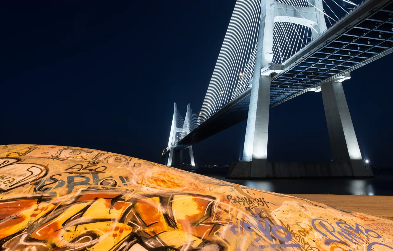 Photo wallpaper light, night, bridge, Leonardo Rodriguez