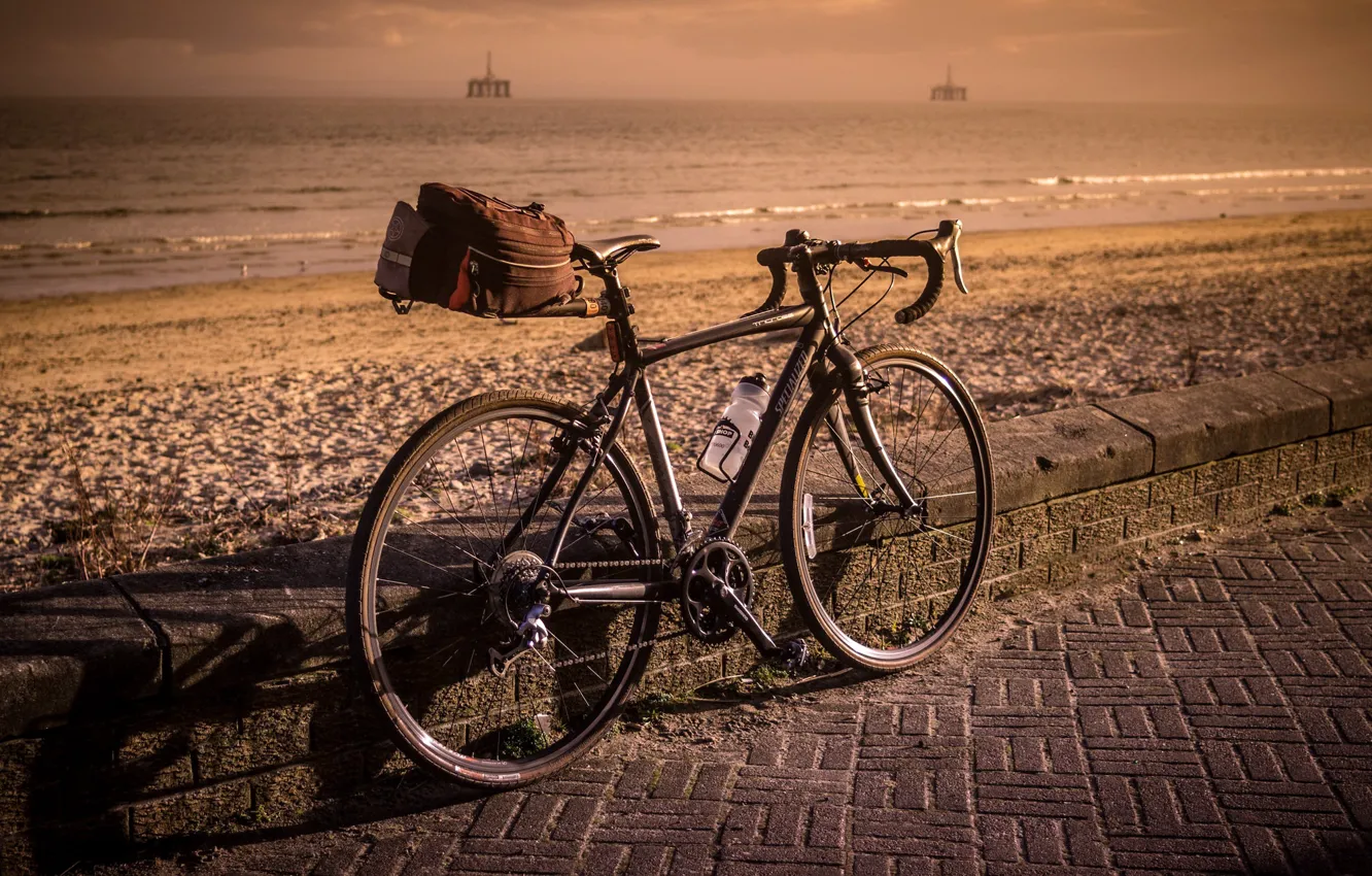 Photo wallpaper sea, bike, shore