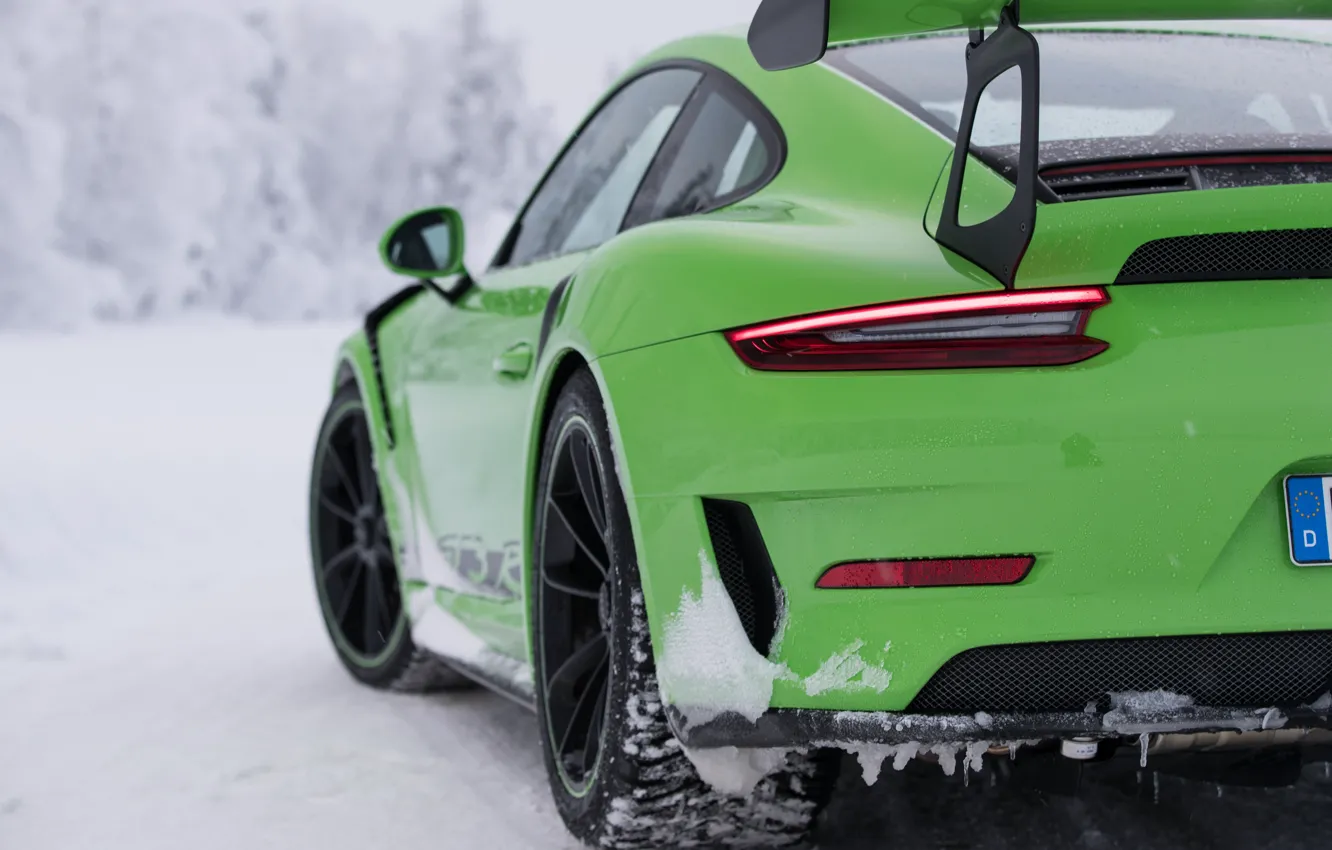 Photo wallpaper winter, 911, Porsche, supercar, rear view, 2018, GT3 RS