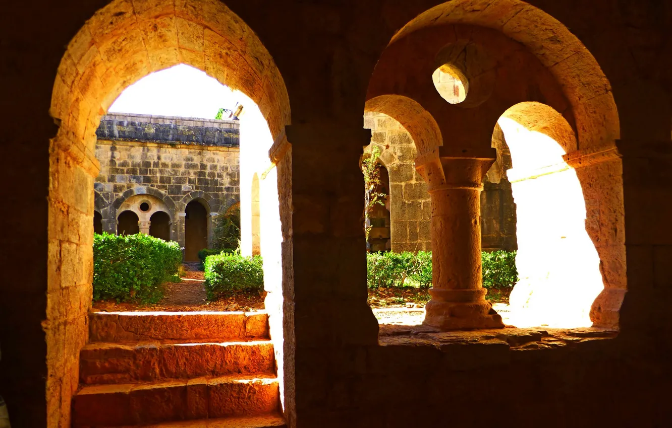 Photo wallpaper France, arch, stage, the monastery, Thauron, Le Thoronet