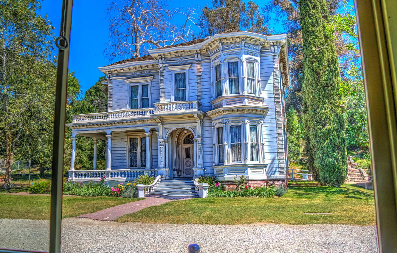 Photo wallpaper glass, building, HDR, CA, USA, Museum, square, California