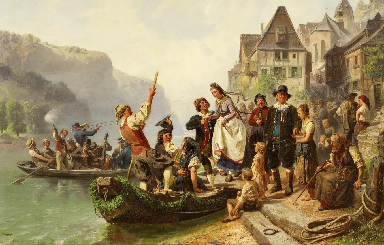 Photo wallpaper 1859, German painter, German painter, oil on canvas, The Dusseldorf school of art, Düsseldorf school …