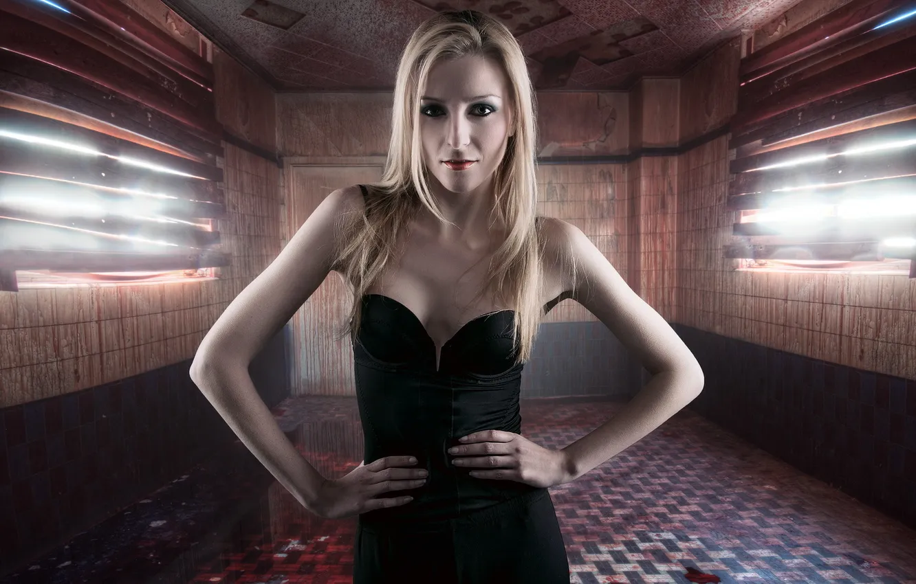 Photo wallpaper girl, blood, Blood Room