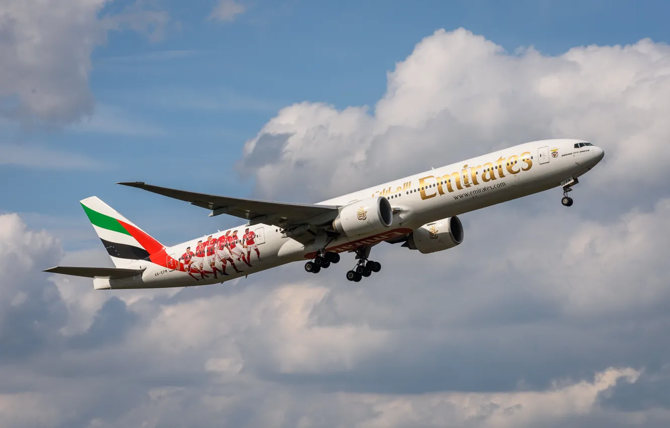 Photo wallpaper Emirates, Boing, 777-300 HE