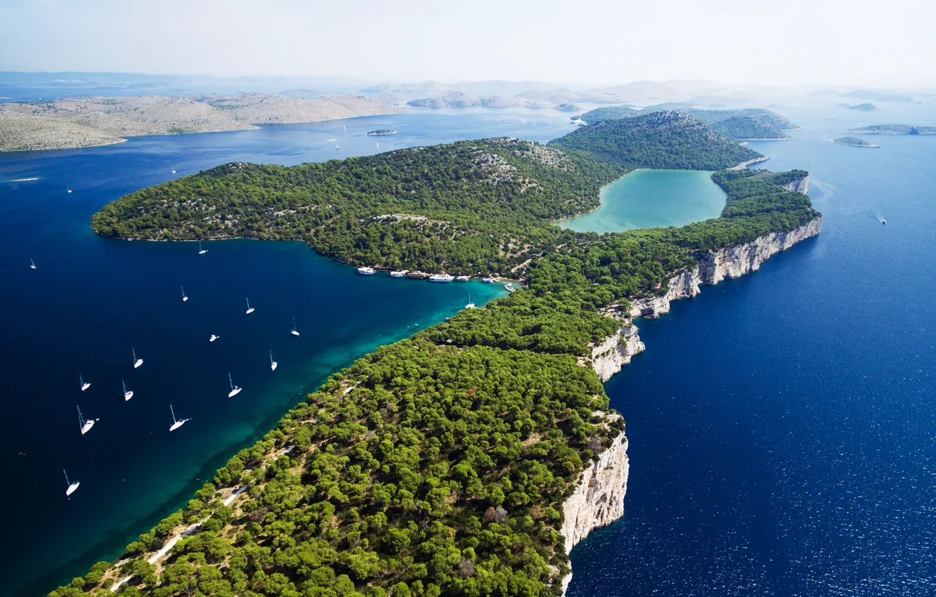 Photo wallpaper forest, water, landscape, Croatia, national Park