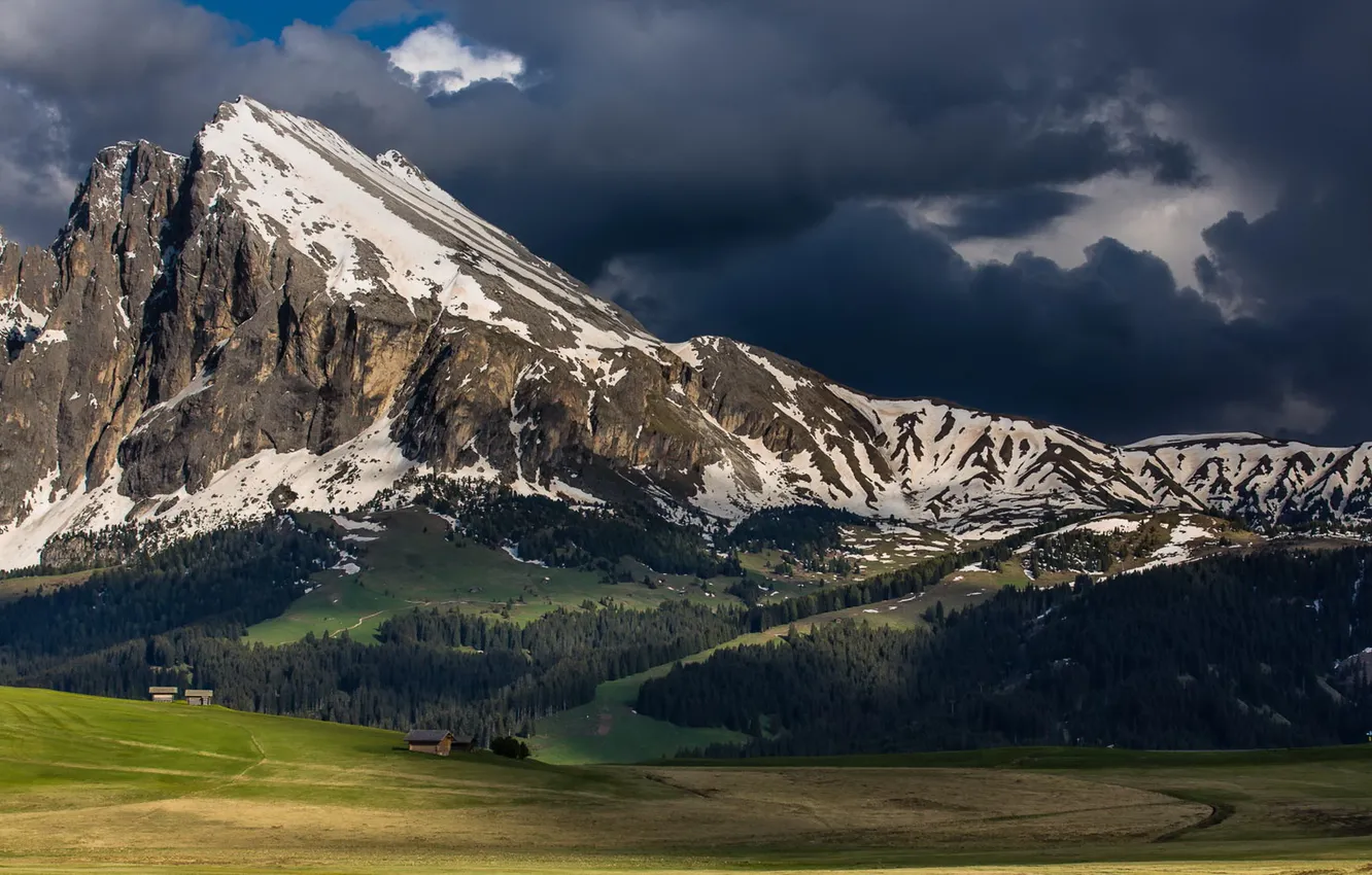 Photo wallpaper landscape, mountains, valley, Alpe di Siusi