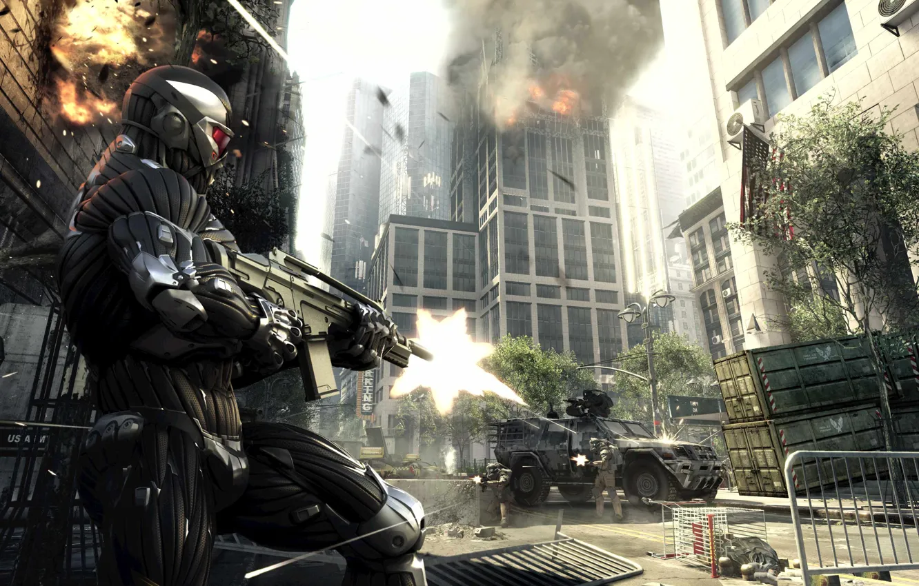 Photo wallpaper The city, Weapons, Shooting, Slaughter, Crisis 2, Crysis 2