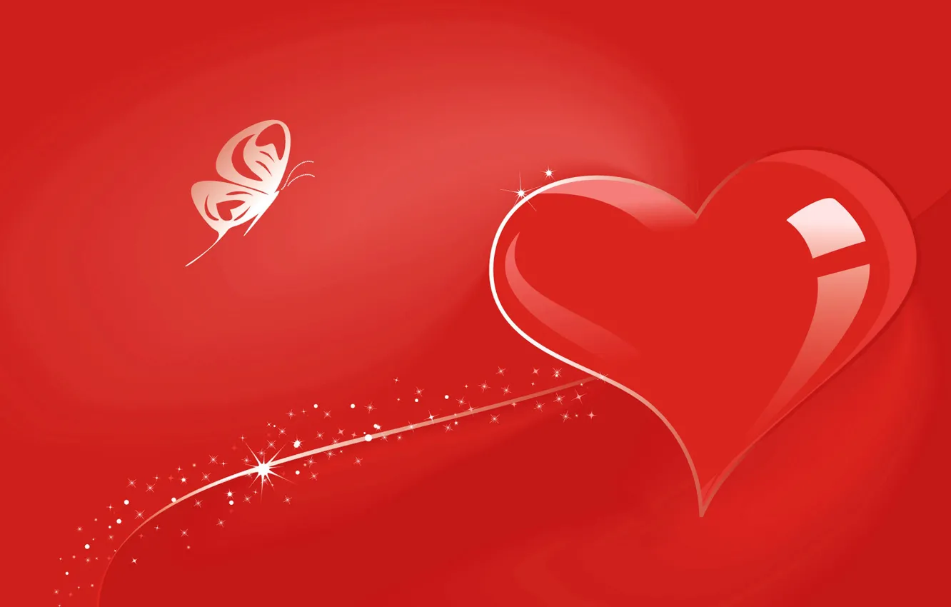 Photo wallpaper butterfly, heart, vector, Valentine's day, postcard