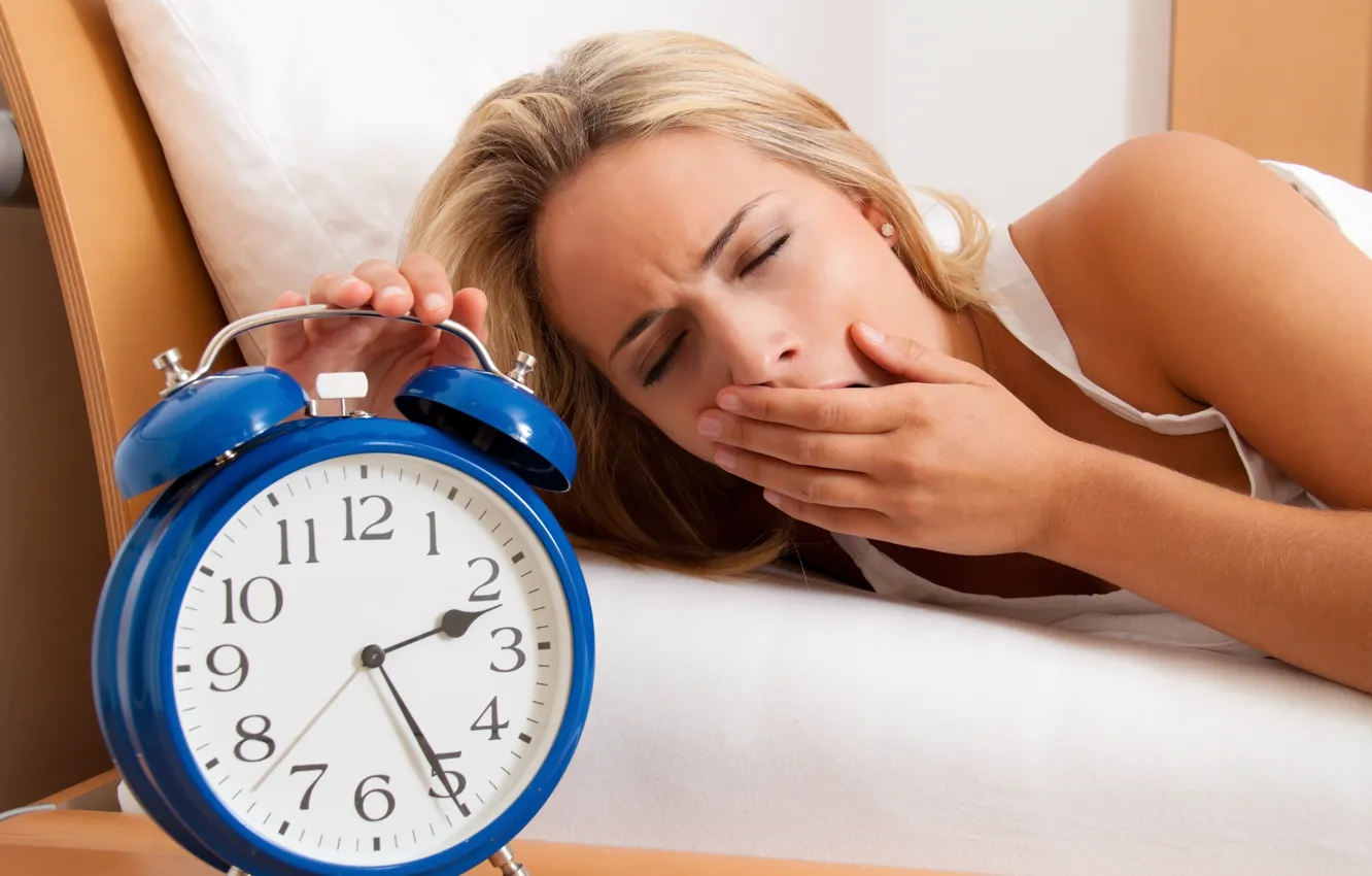 Photo wallpaper sleeping, retro alarm clock, Sleepy