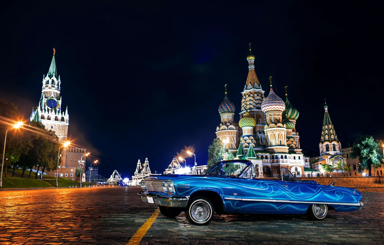 Photo wallpaper auto, Moscow, Chevrolet, Chevrolet, russia, moscow, Impala, 1963