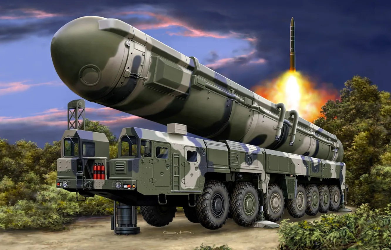 Photo wallpaper art, RT-2PM2, SS-27 Sickle B, The strategic missile forces of Russia, "Topol-M", Russian missile system