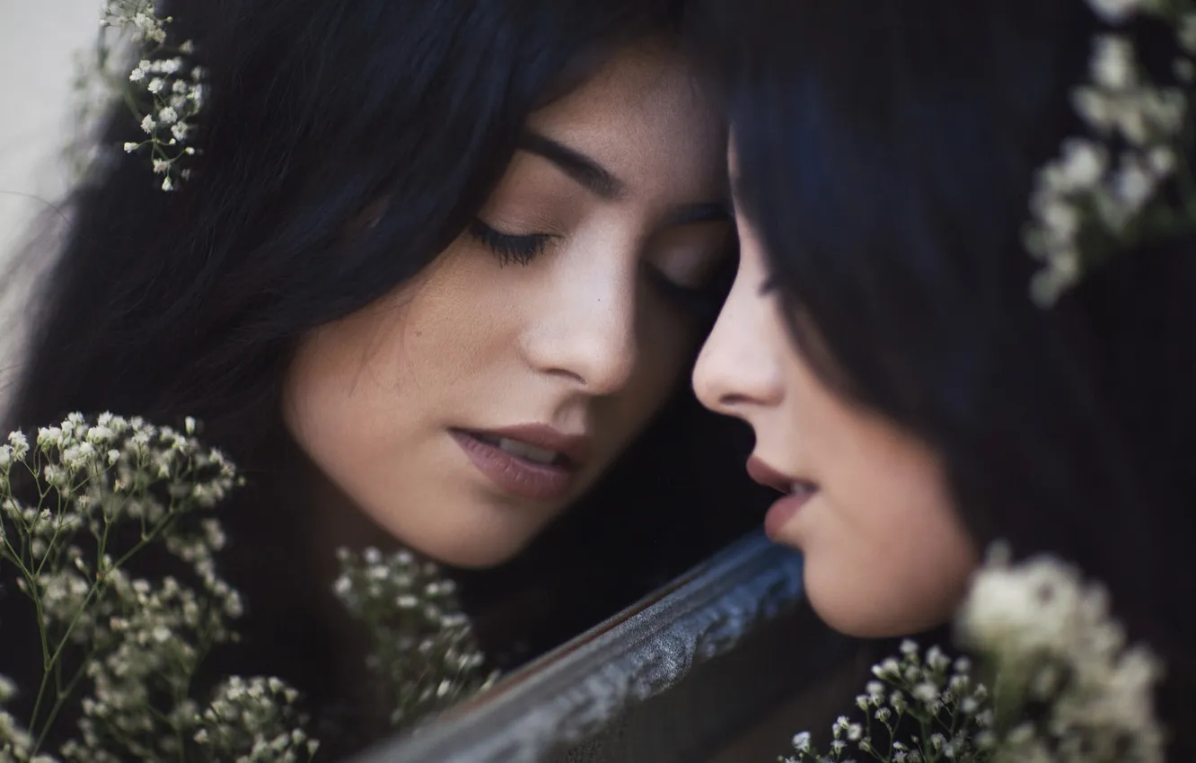 Photo wallpaper girl, portrait, mirror