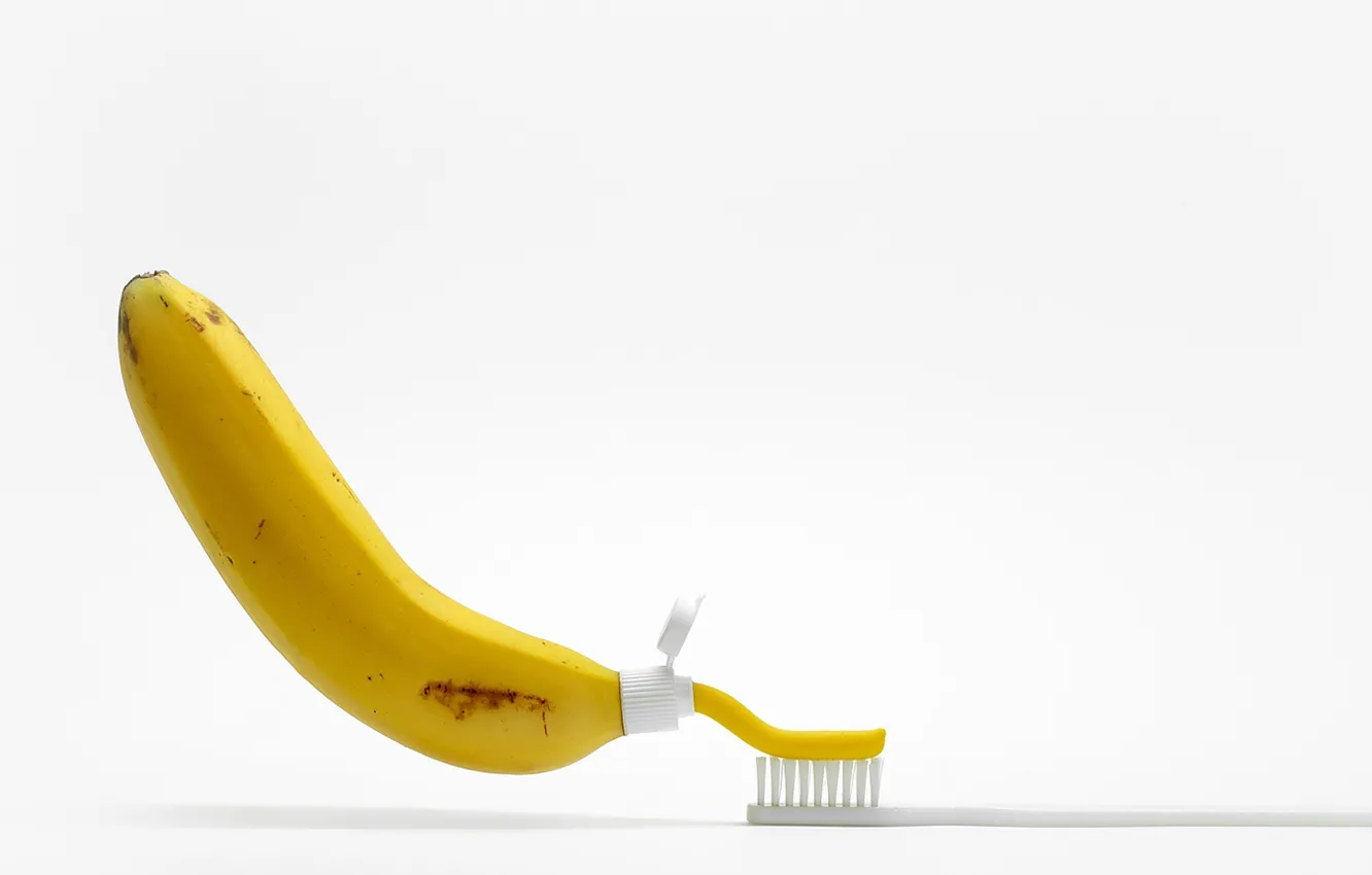 Photo wallpaper brush, banana, toothpaste
