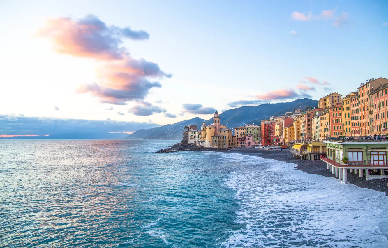 Photo wallpaper sea, beach, shore, Italy, Italy, travel, Camogli, Liguria