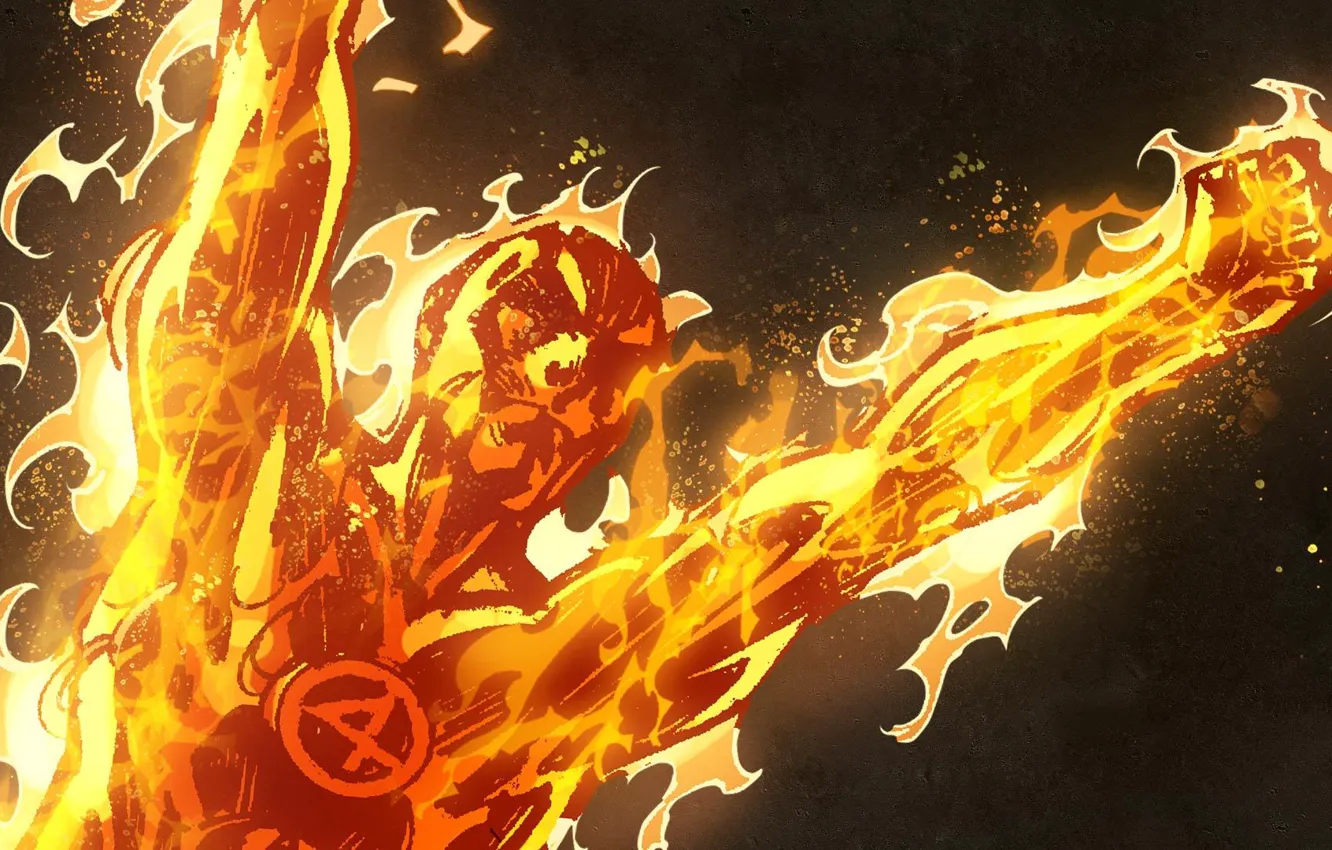 Photo wallpaper superhero, Marvel, Marvel Heroes, The human torch, trading card steam, Johnny Storm, Johnny Storm, human-torch