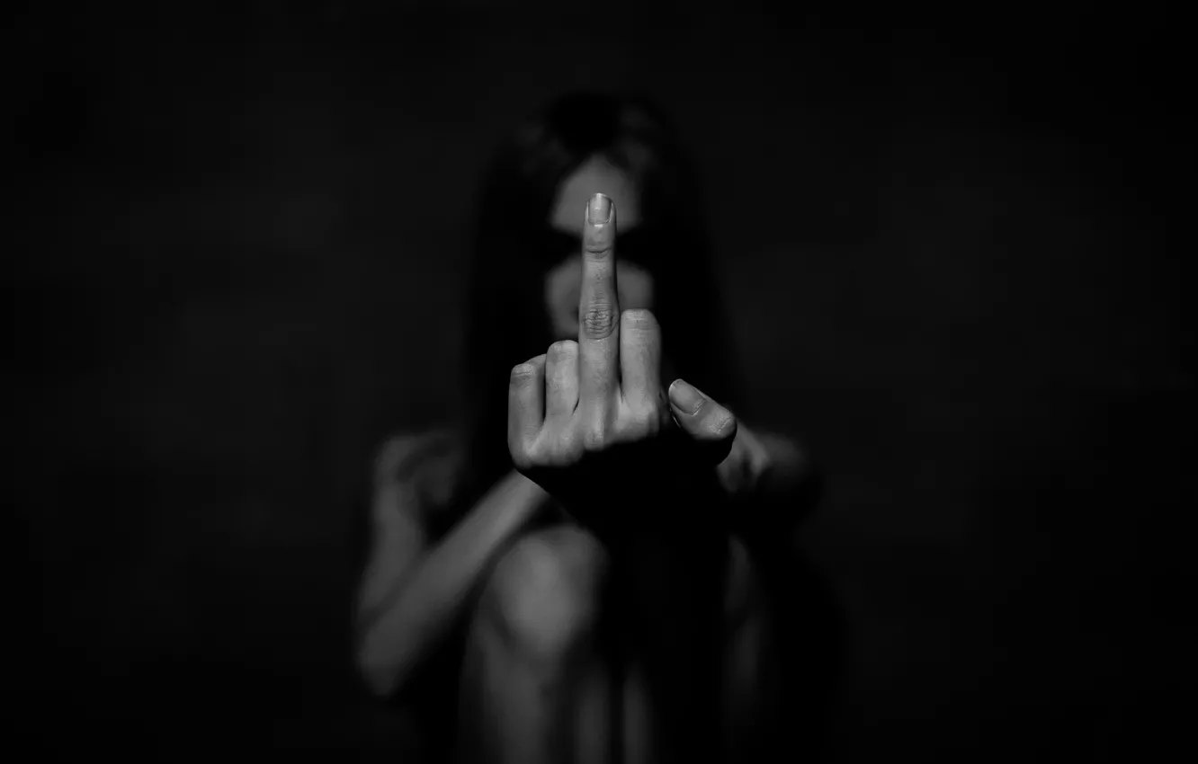 Photo wallpaper girl, finger, gesture