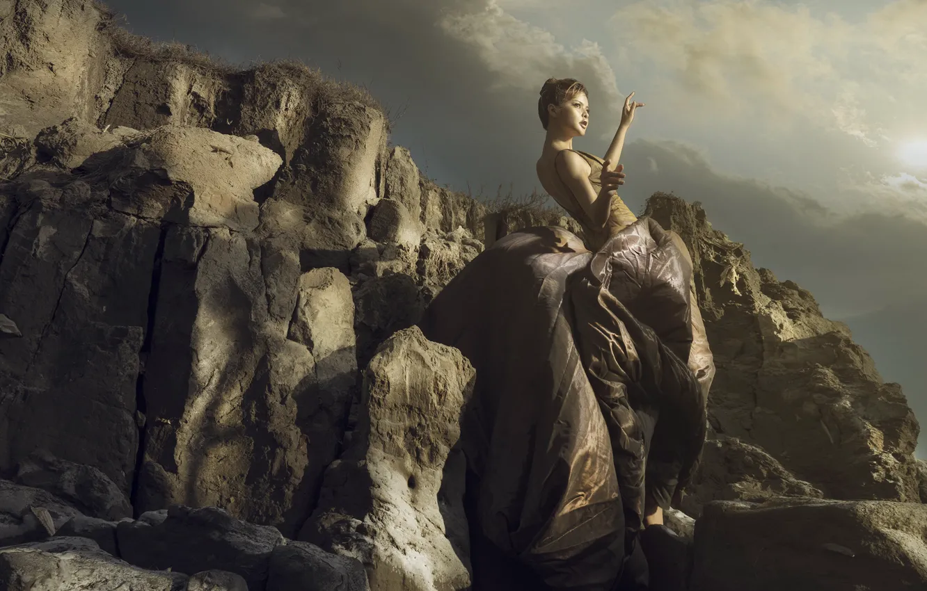 Photo wallpaper girl, nature, pose