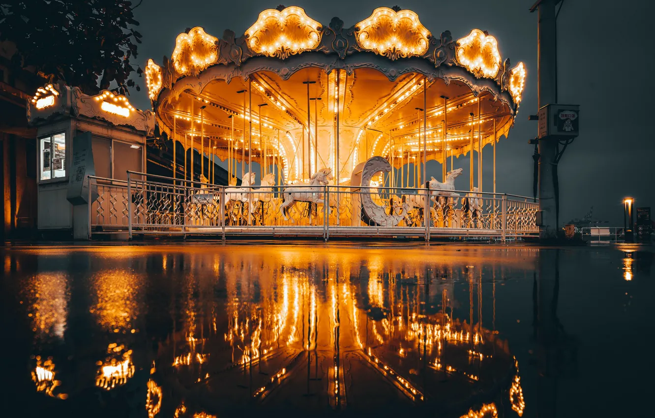 Photo wallpaper night, the city, amusement