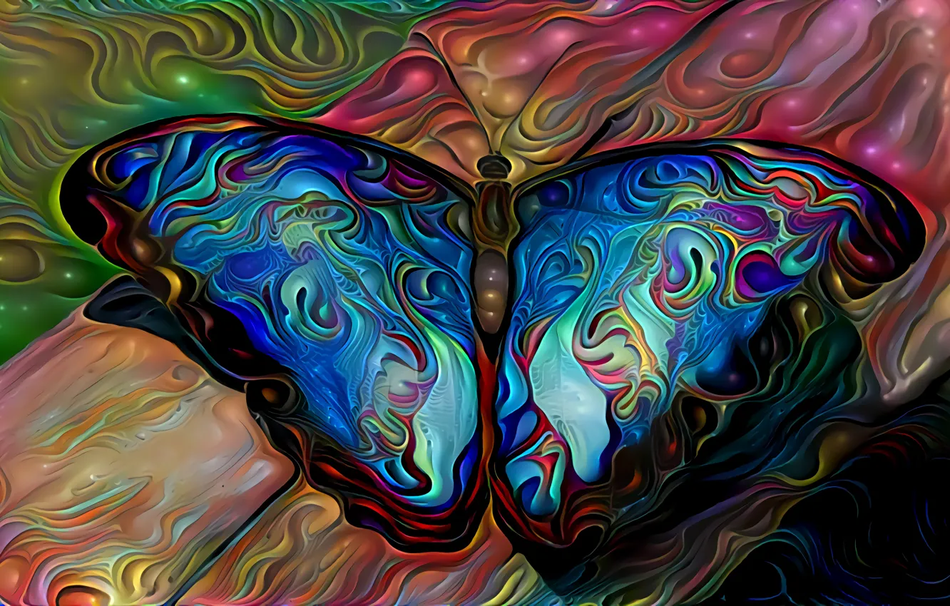 Photo wallpaper butterfly, paint, divorce, bright colors, computer design