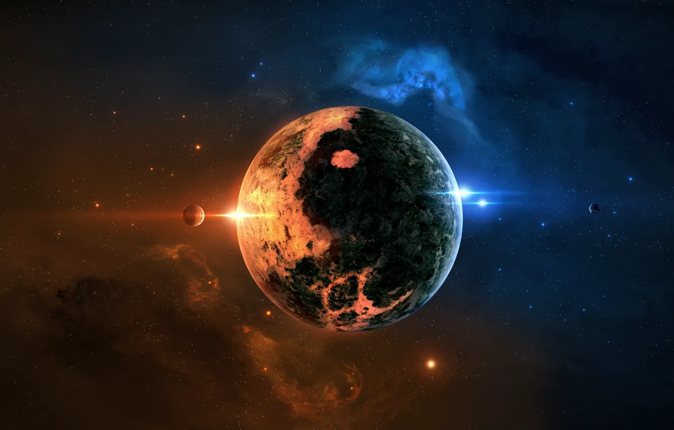 Photo wallpaper space, planet, stars, space