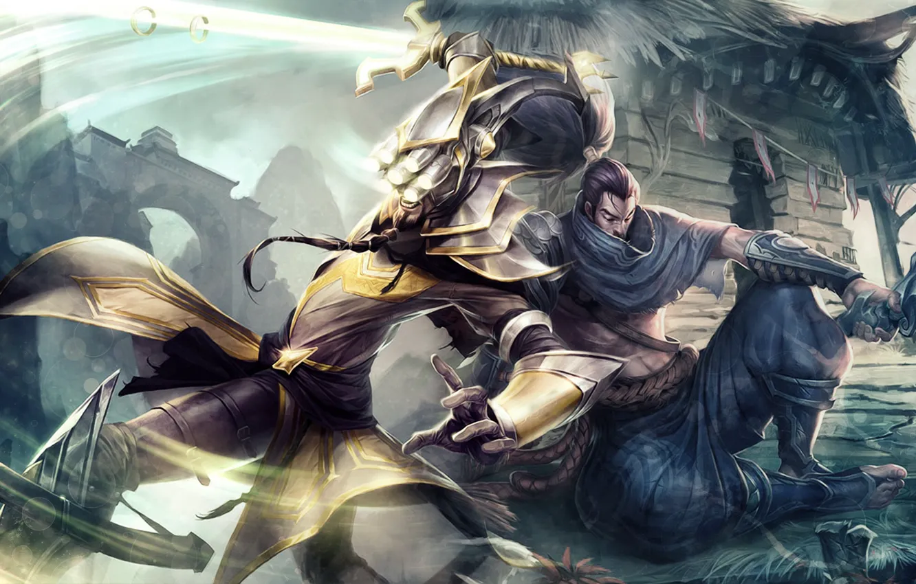 Photo wallpaper warrior, two, League of Legends, League Of Legends, Yasuo, Master Yi