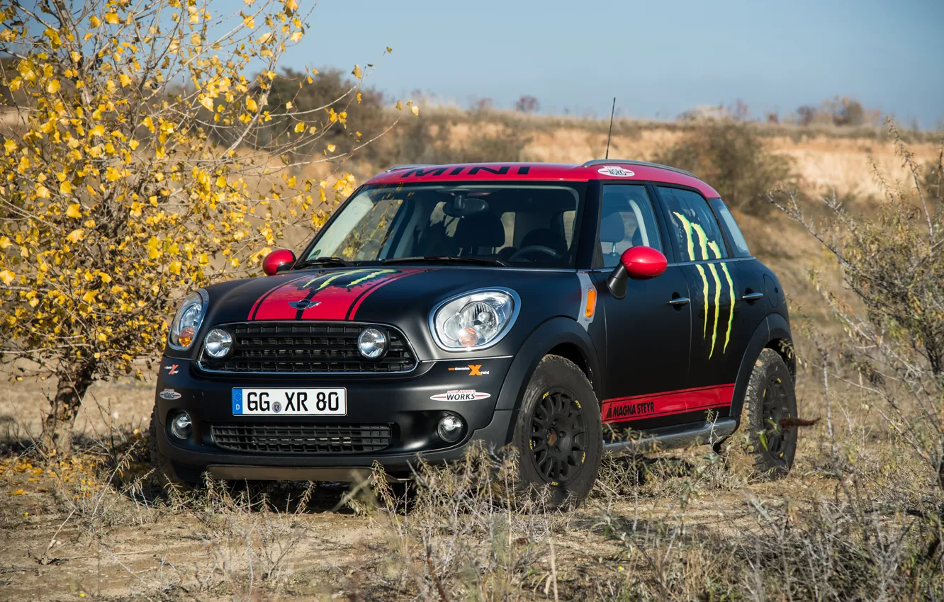 Photo wallpaper Countryman, Black, Machine, Day, Mini Cooper, MINI, Matt, The front