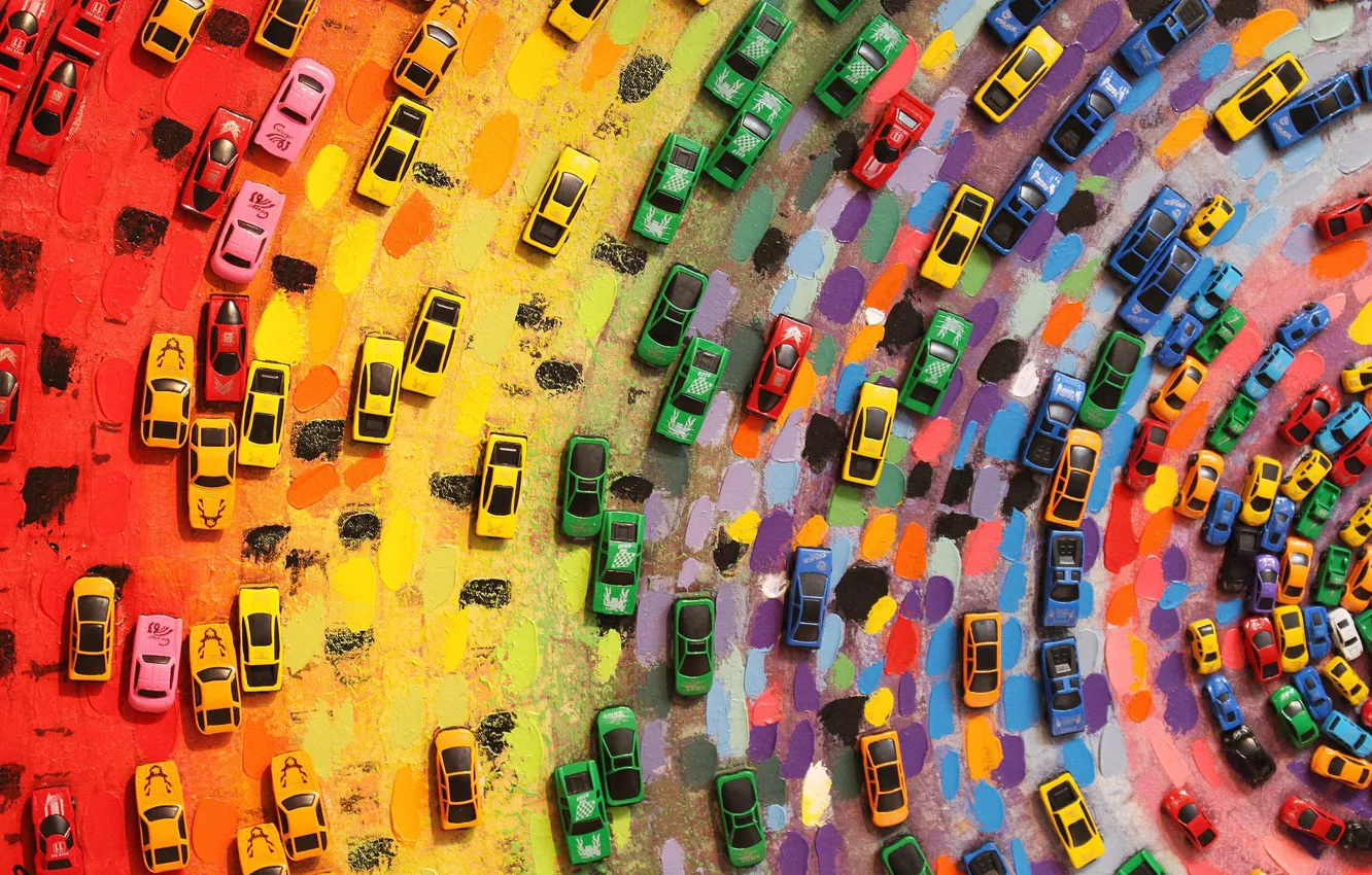 Photo wallpaper Color, Mood, Toy, Colorful cars