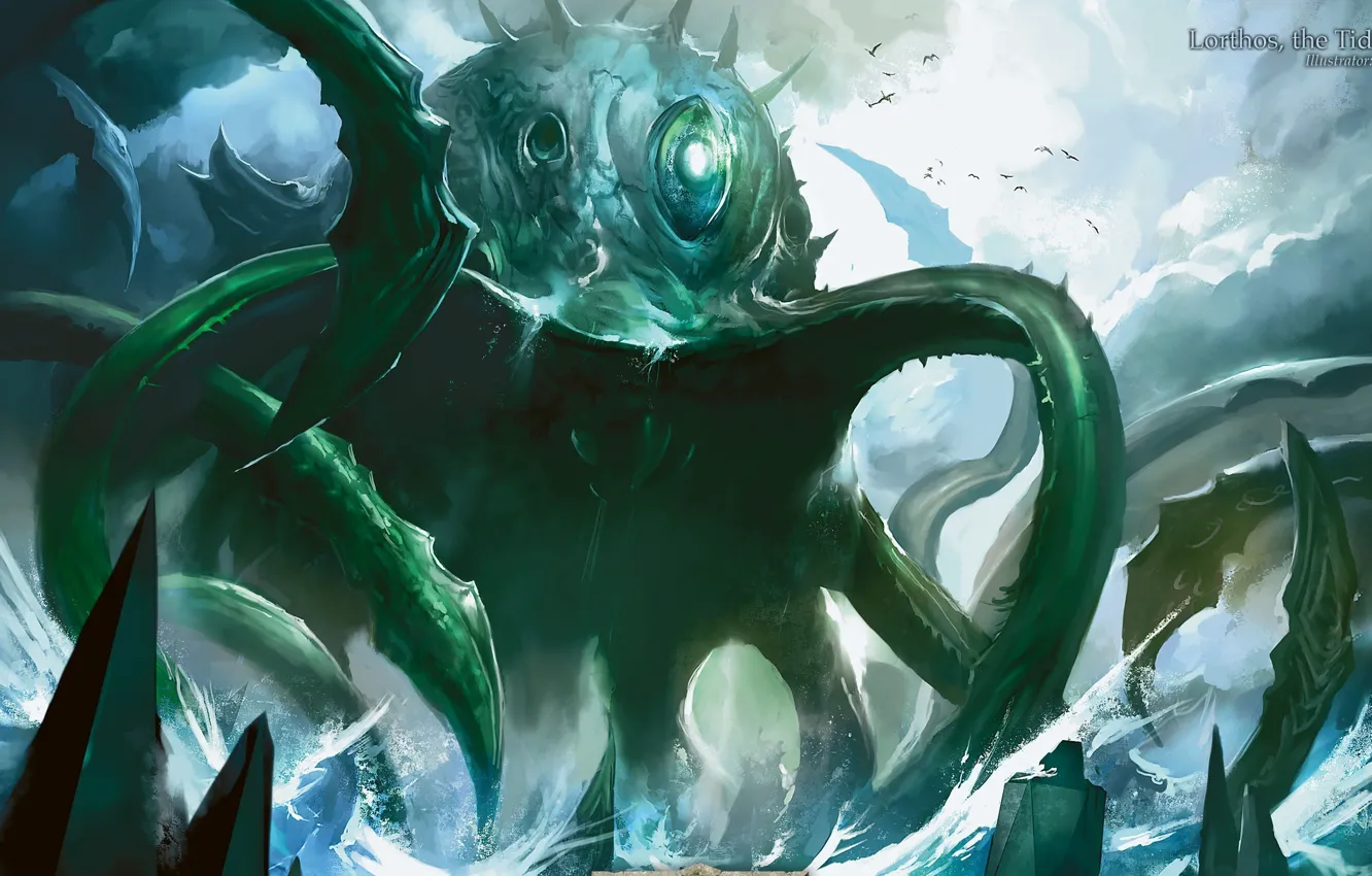 Photo wallpaper monster, octopus, giant