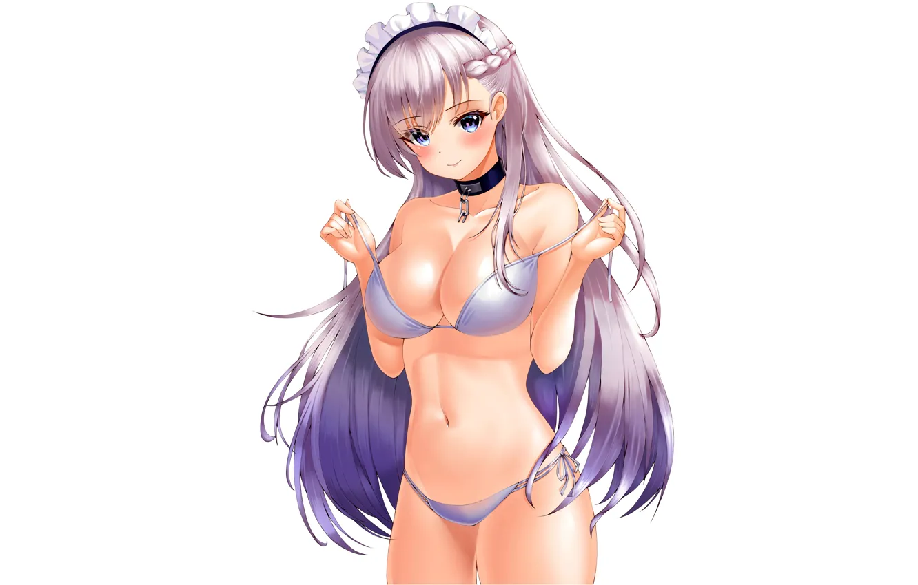 Photo wallpaper girl, sexy, lingerie, bra, cleavage, panties, long hair, boobs