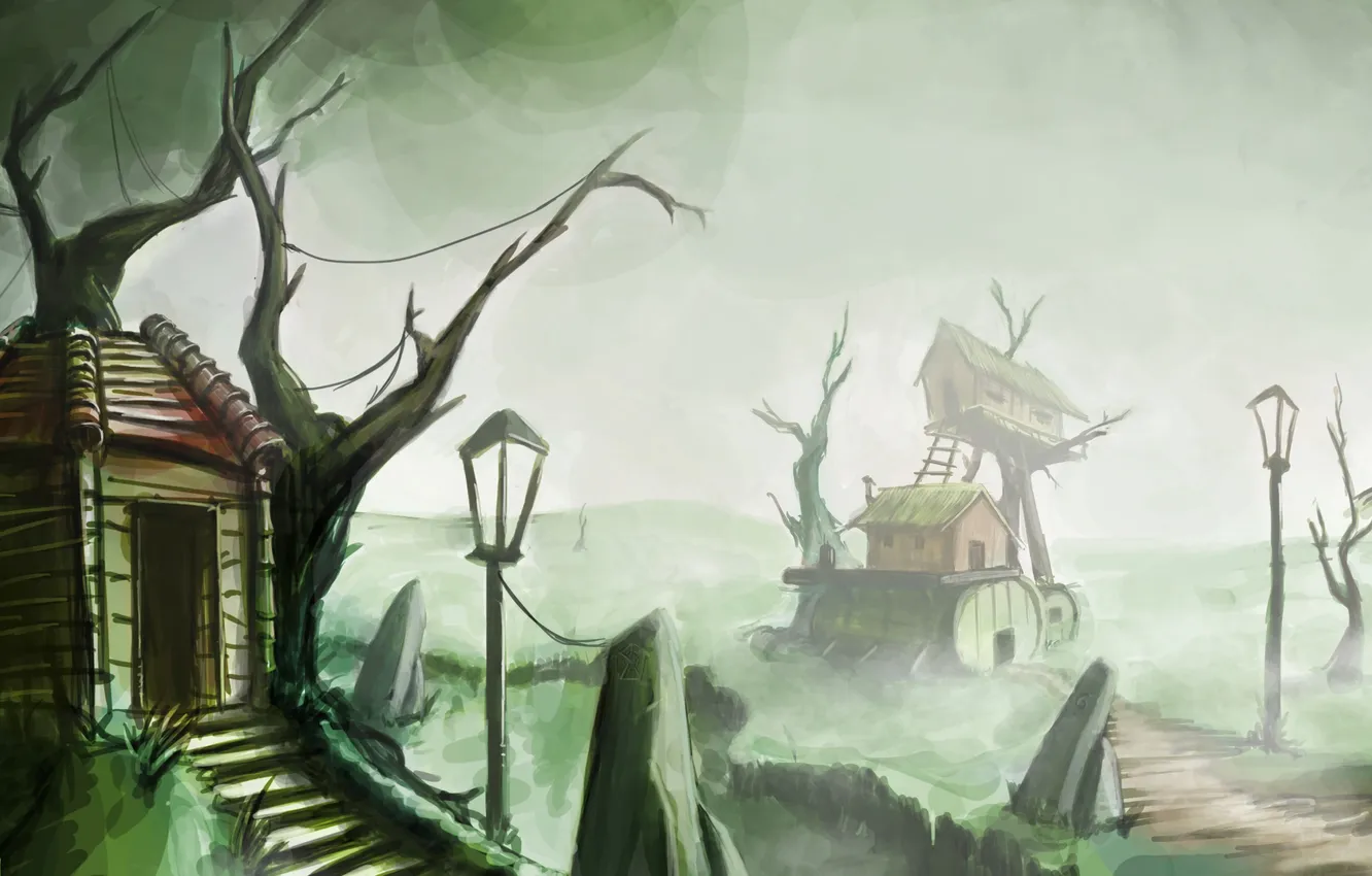 Photo wallpaper fog, home, art