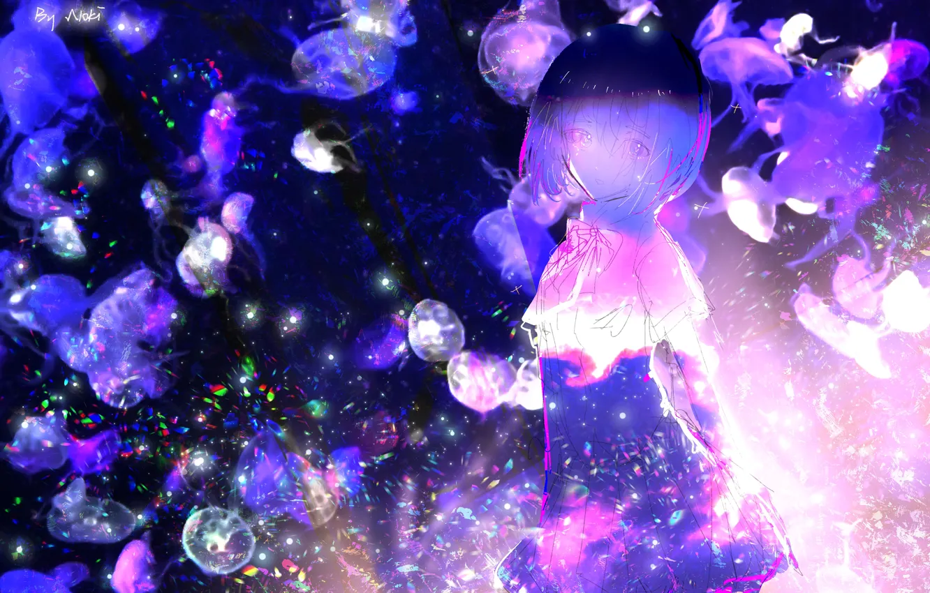 Photo wallpaper girl, fantasy, jellyfish