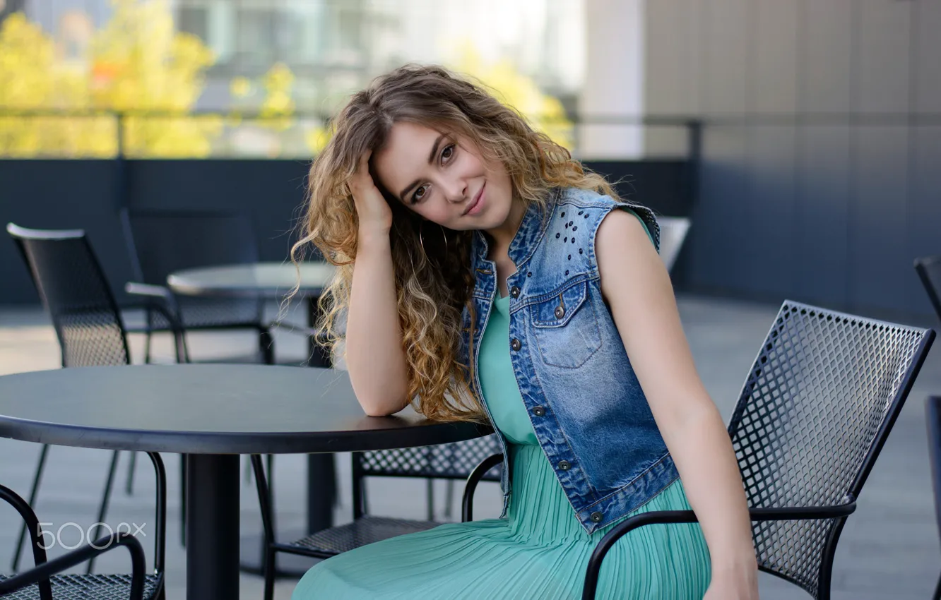 Photo wallpaper look, pose, smile, model, portrait, makeup, dress, hairstyle