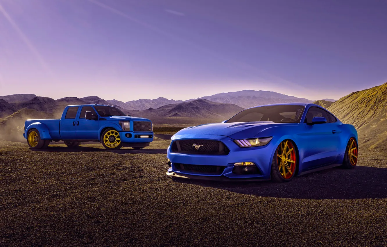 Photo wallpaper Mustang, Ford, Cars, Blue, Eragon, F150, 2015