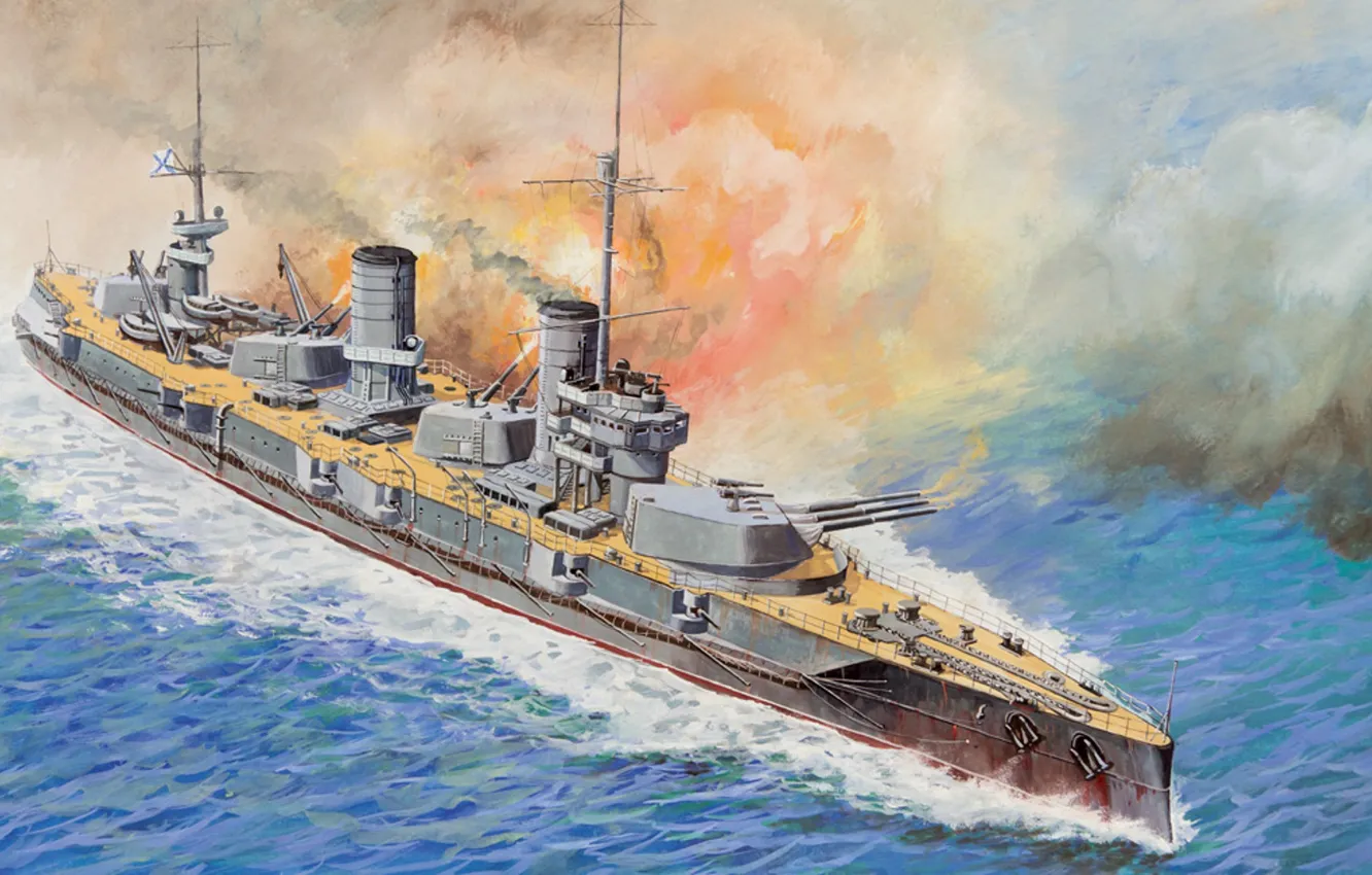 Photo wallpaper Dreadnought, CCCP, Battleship, Painting, Sevastopol, The Russian Empire