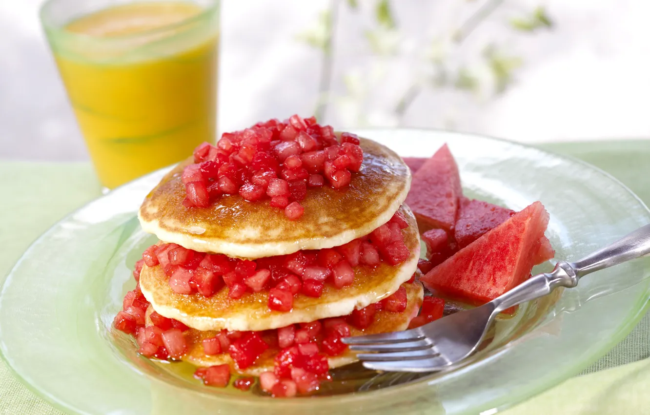 Photo wallpaper watermelons, garnet, cakes, watermelon, pancakes, pancake