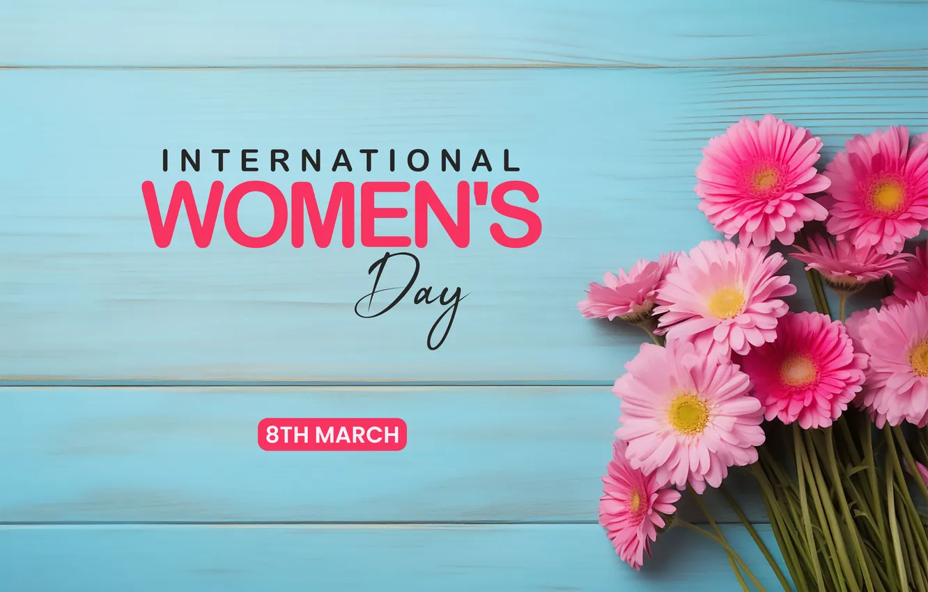 Photo wallpaper flowers, happy, March 8, pink, flowers, spring, With the holiday, Women's Day