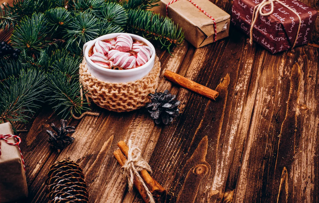 Photo wallpaper decoration, new year, Christmas, mug, Christmas, cup, New Year, Xmas