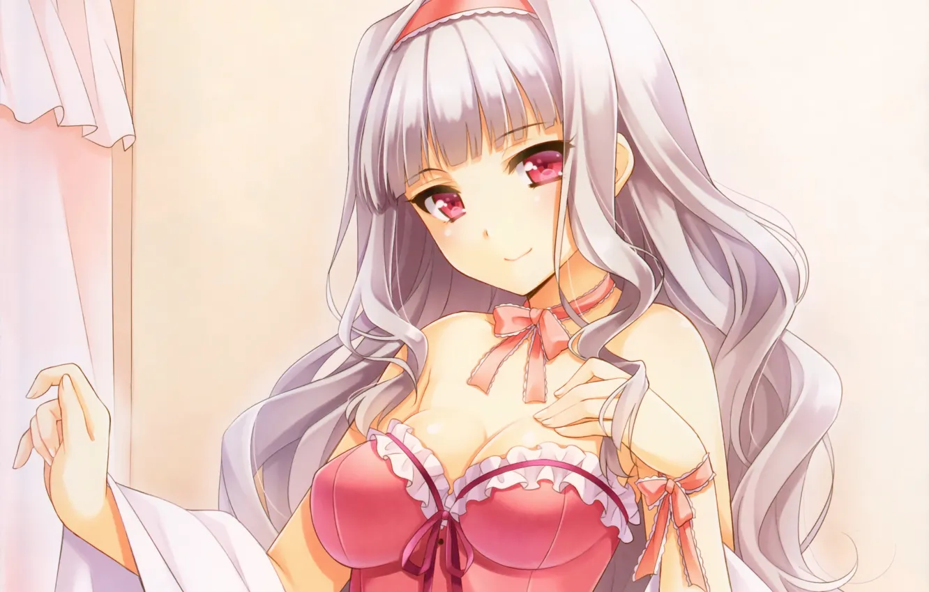 Photo wallpaper girl, sexy, cleavage, long hair, boobs, anime, beautiful, pretty