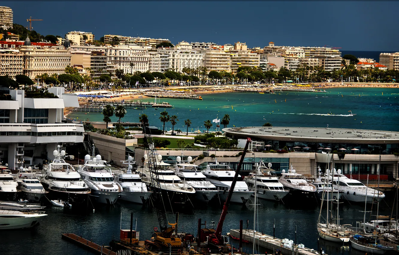 Photo wallpaper coast, France, home, yacht, pier, boat, sea.beach, Cannes