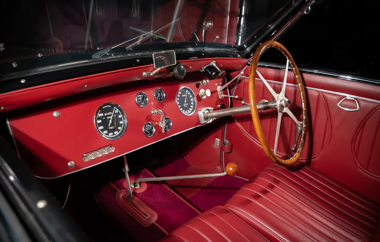 Photo wallpaper interior, devices, the wheel, Bugatti, retro cars, Cabriolet, 1939, Type 57C