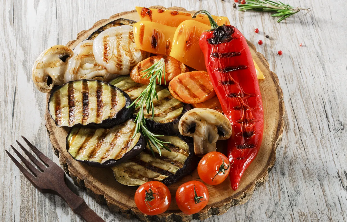 Photo wallpaper vegetables, vegetables, grill, grilled