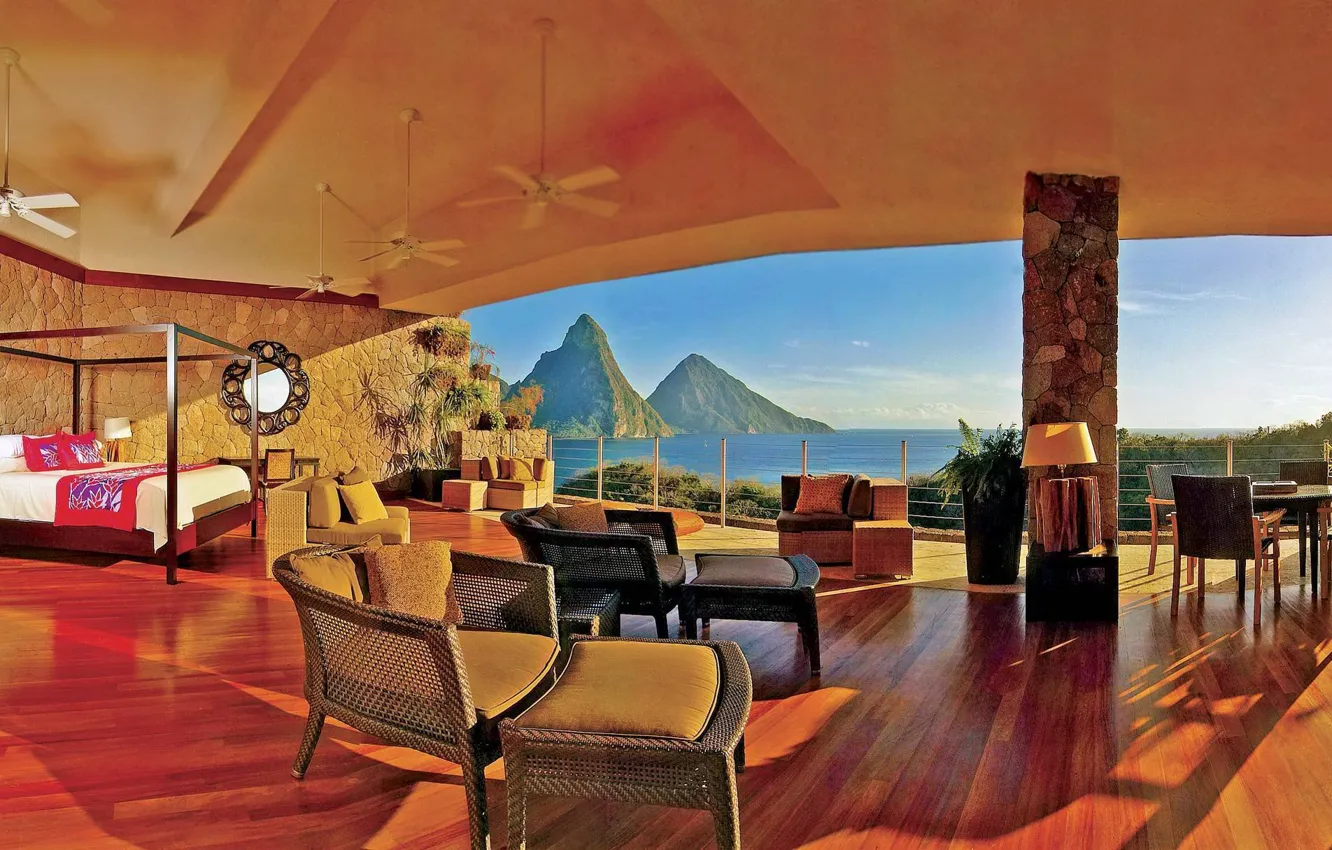 Photo wallpaper design, interior, St.Lucia, Karibic, Kuoni hotel