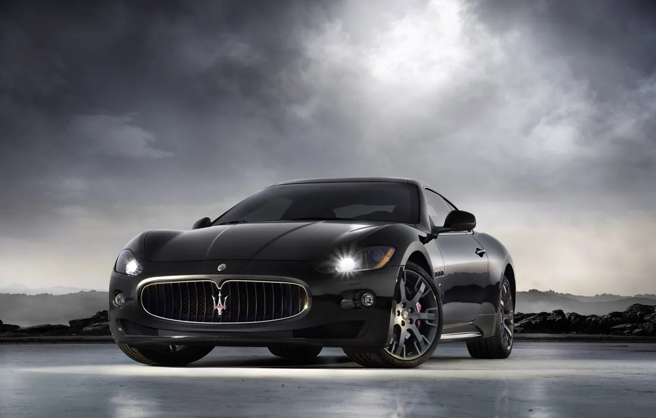 Photo wallpaper black, Maserati, GranTurismo-S