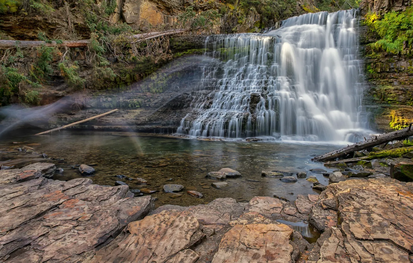 Photo wallpaper river, waterfall, Montana, cascade, Montana, Ousel Falls