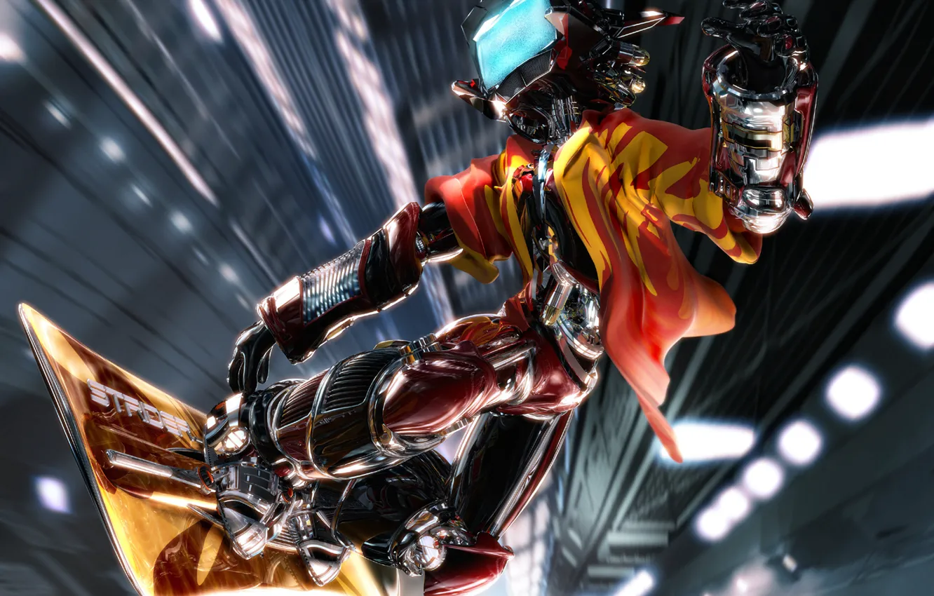 Photo wallpaper lights, Board, robot