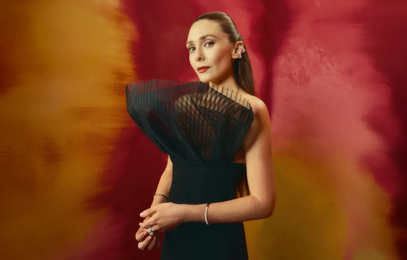 Photo wallpaper look, pose, makeup, figure, dress, hair, Elizabeth Olsen, Elizabeth Olsen